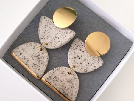 Hourglass Statement Earrings - Chronos. Decorated with real gold or platinum. Stainless Steel Findings. 4 x 3.2 cm (1.57 x 1.25 in). 17 g (0.59 oz)/pair. Made by Gruni.
