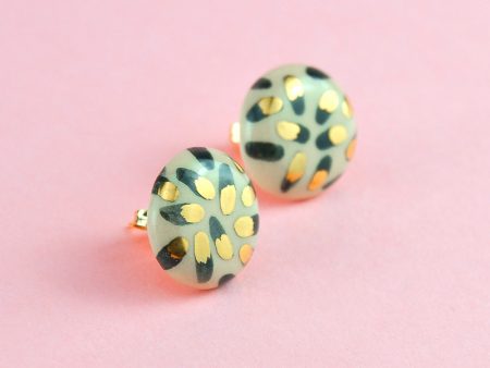 Ditsy Dots Stud Earrings. Sunny Autumn Time Vibe. 6 g (0.211 oz). 1.5 x 1.5 cm. Stainless steel studs. Decorated with gold. Handmade Gruni.